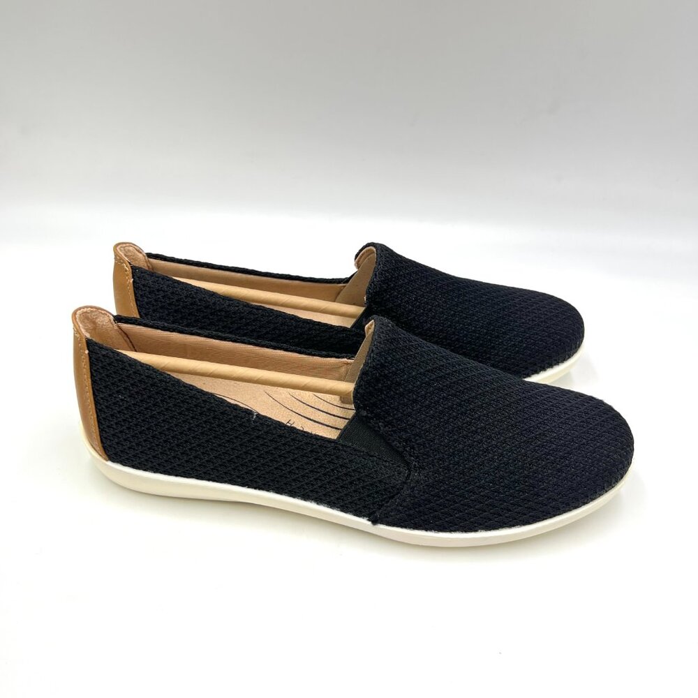 Life Stride Womens Size 6.5 Next Level Black Knit Slip On Comfort Loafers Shoes